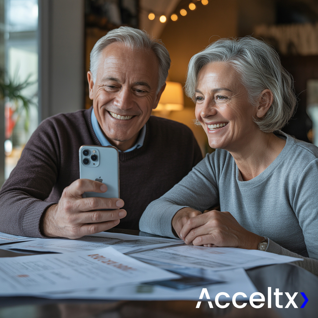 older couple looking at phone