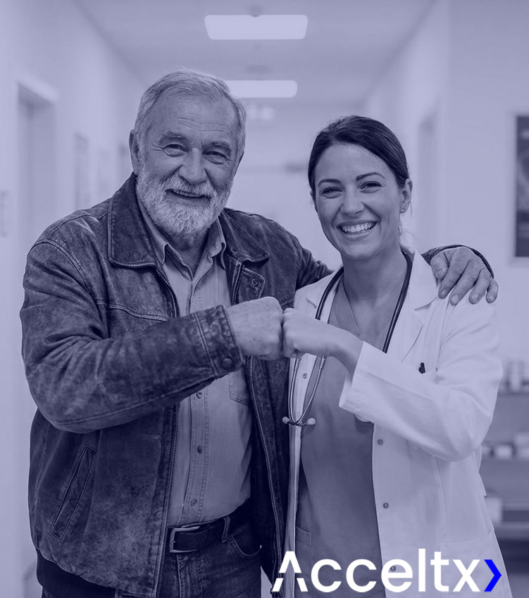 Patient fist-bumping doctor